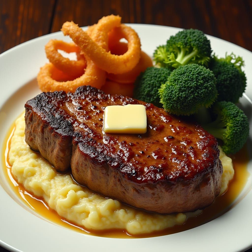 Dry-Rubbed Ribeye Steak with Caramelized Crust and Whipped M...