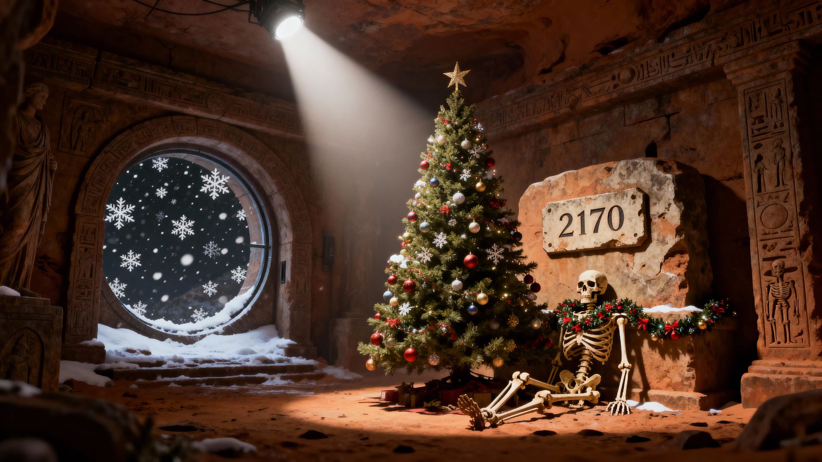 Christmas in Martian Crypt 2170 Photorealistic 3D Art