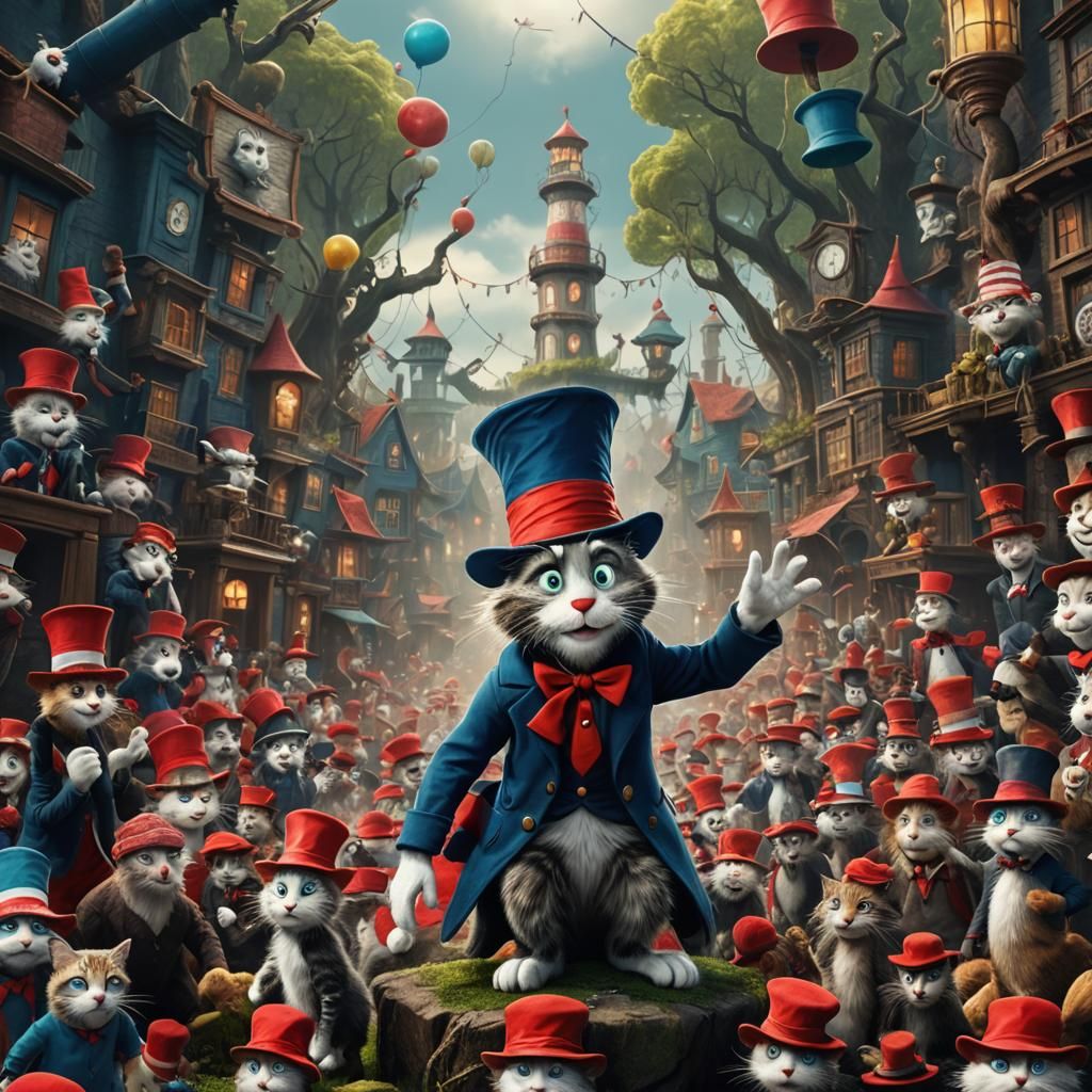 Cat in the Hat in Detailed Matte Painting