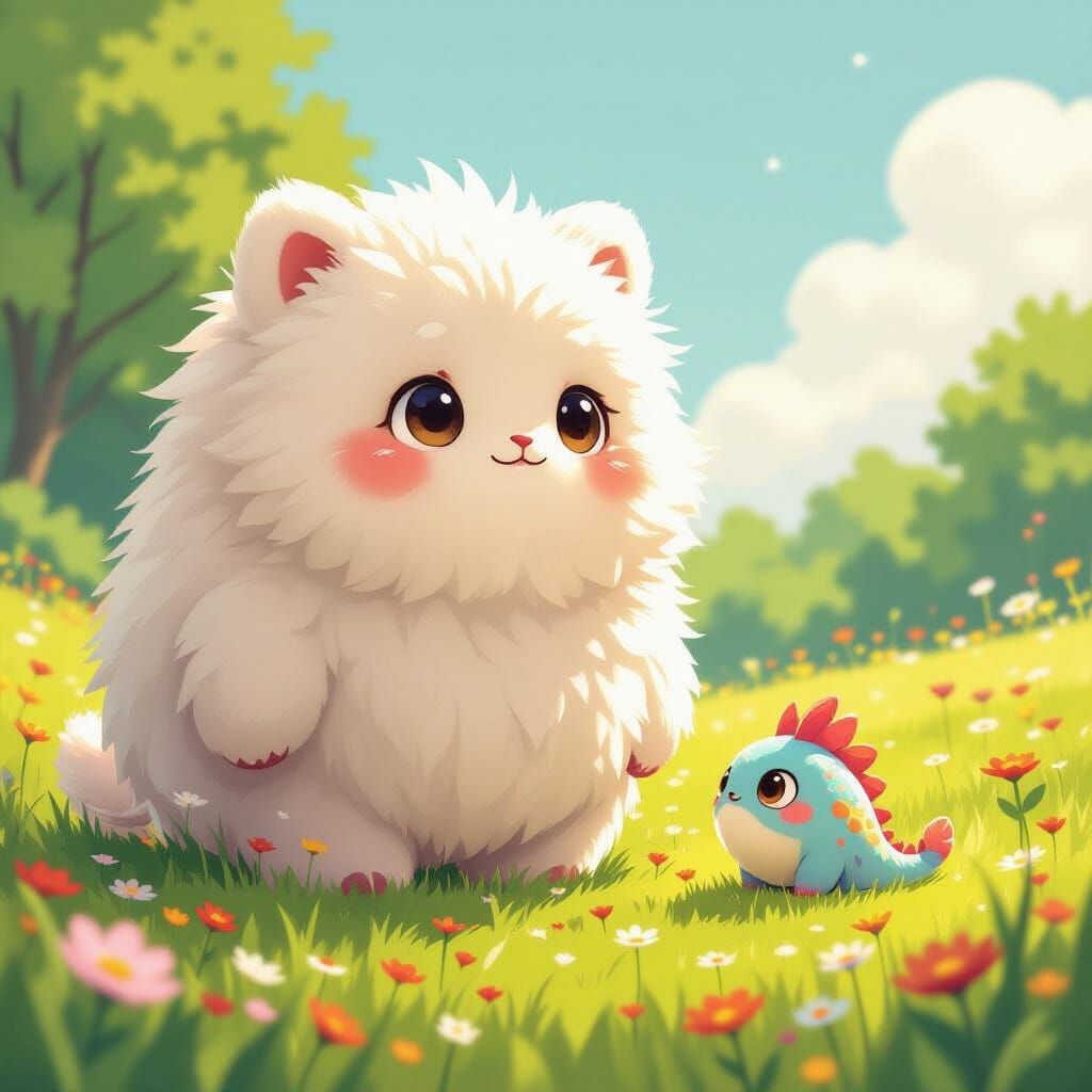 Giant Fluffy Creature Meets Tiny Scaled Friend in Whimsical ...