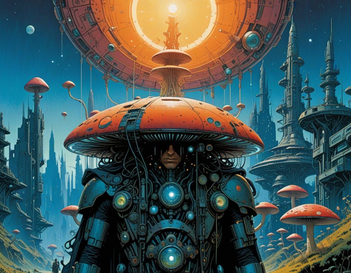 Biopunk Art Nouveau Spirit in a Psychedelic Landscape