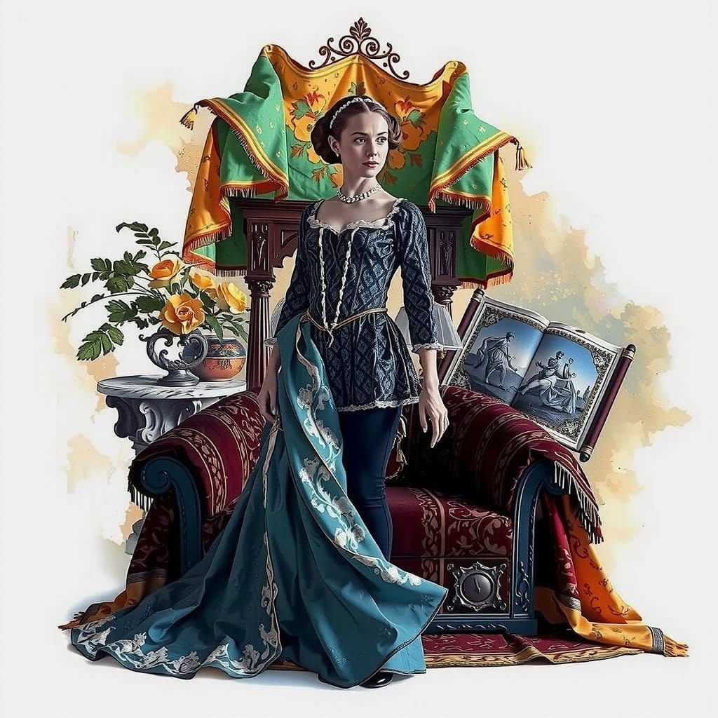 Elegant Renaissance Woman in Lavish Baroque Interior