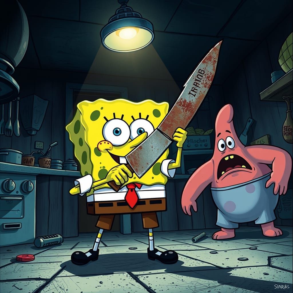 Spongebob Horror Comic Book Illustration