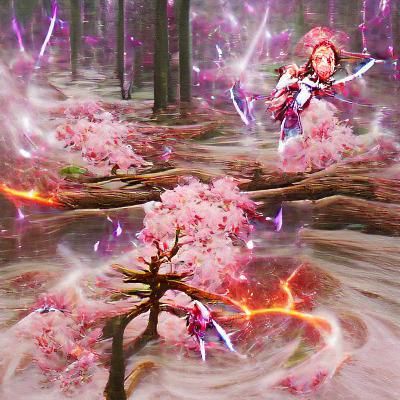 Sakura Blossoms Bursting in Ancient Forest