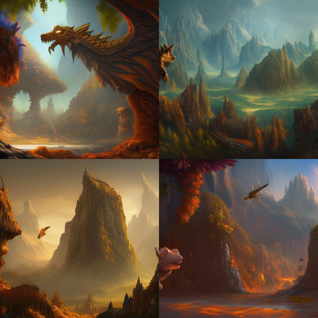 Detailed Fantasy Matte Painting in Deep Color