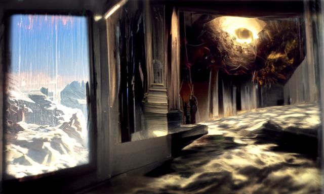 Surreal Moonscape Nightmare in Gouache Style