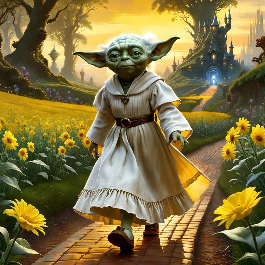 Yoda as Dorothy in Oz: Dark Fantasy Art