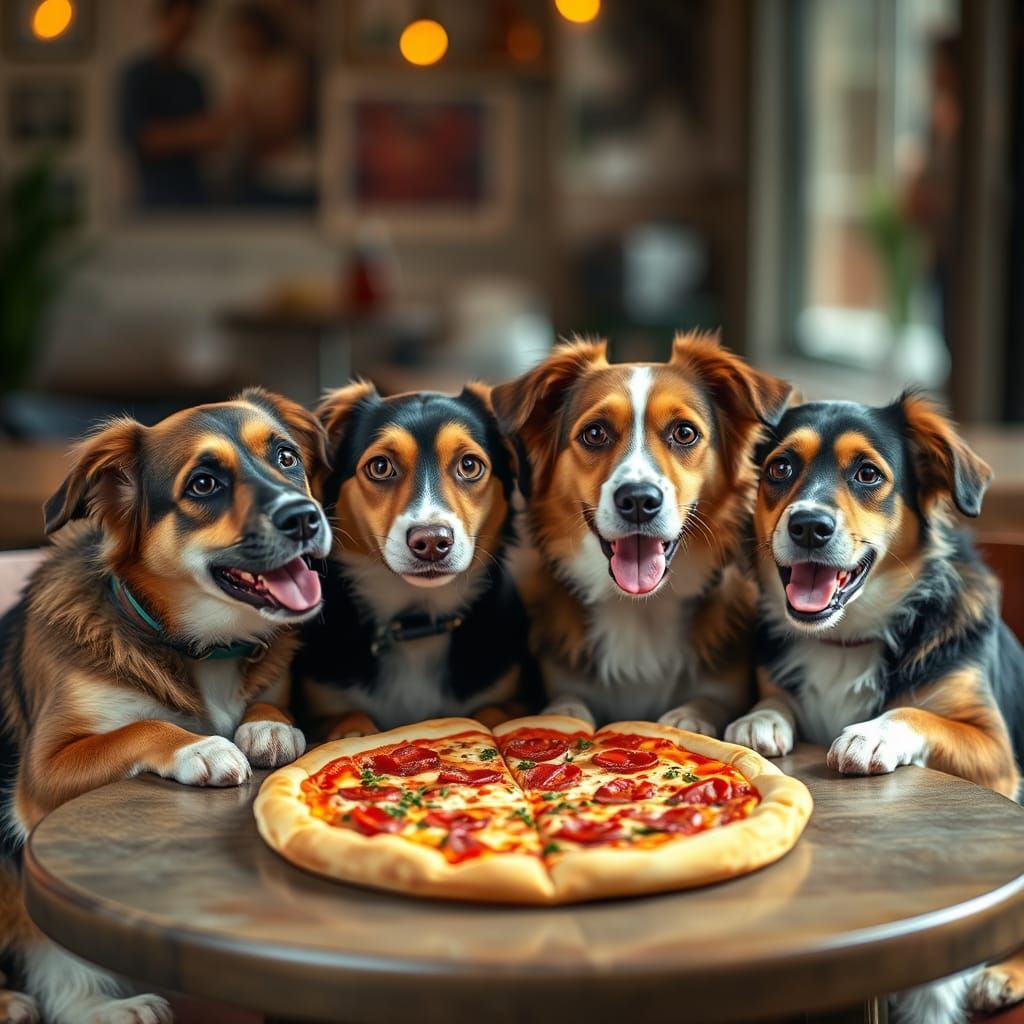Dogs Eating Pizza: Professional Photography