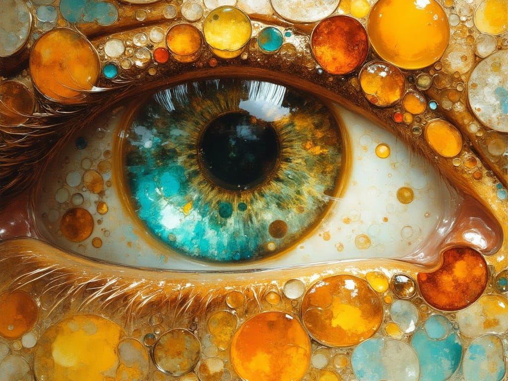 Vibrant Portrait of Woman with Mint Eyes in Art Nouveau Styl...