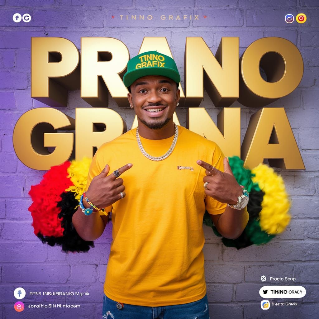 Ghanaian Influencer TINNO GRAFIX Portrait with 3D Text