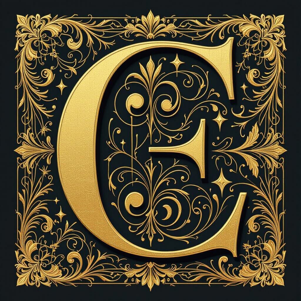 Metallic Gold C.E Logo in Art Deco Style