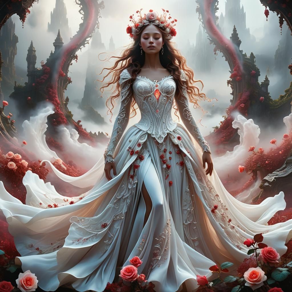 Ethereal Gaia in Fractal Rose Gown