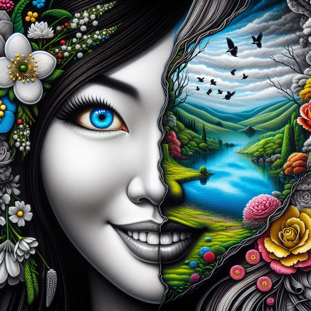 Surreal Face Reveals a Fantastical Landscape