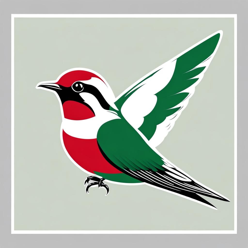 Basque Swallow in Red, Green and White