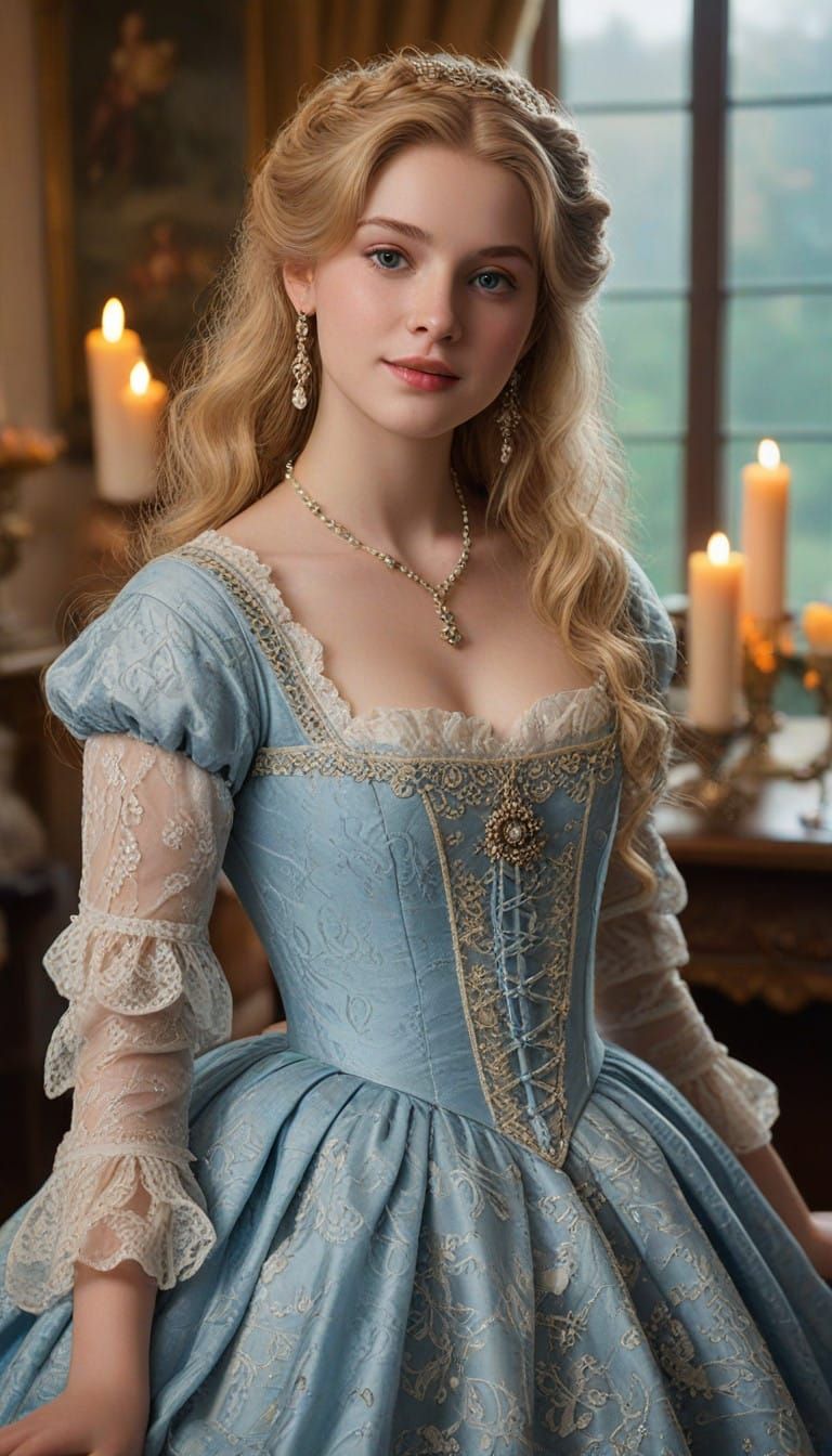 Ethereal 18th Century Maiden in Gentle Morning Light