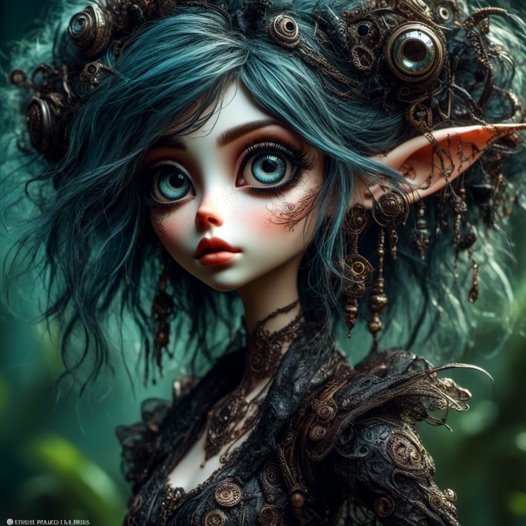 Eerie Anime Portrait of Twisted Goth Female