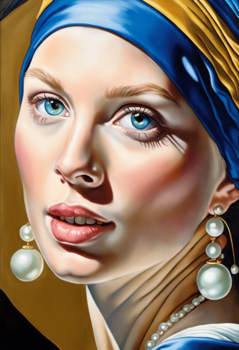 Girl with Pearl Earring in Vibrant Illustrative Style