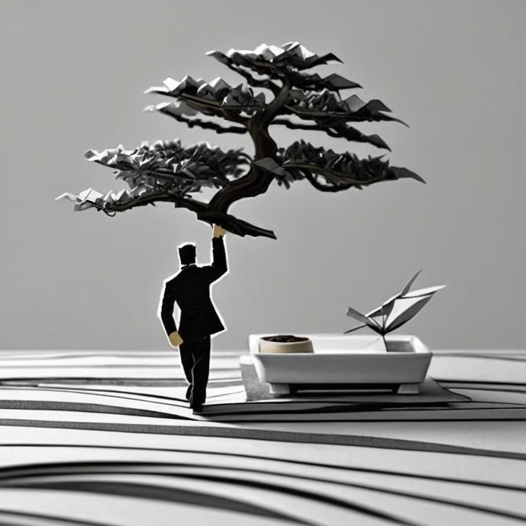 Bonsai Tree Pen and Ink Illustration