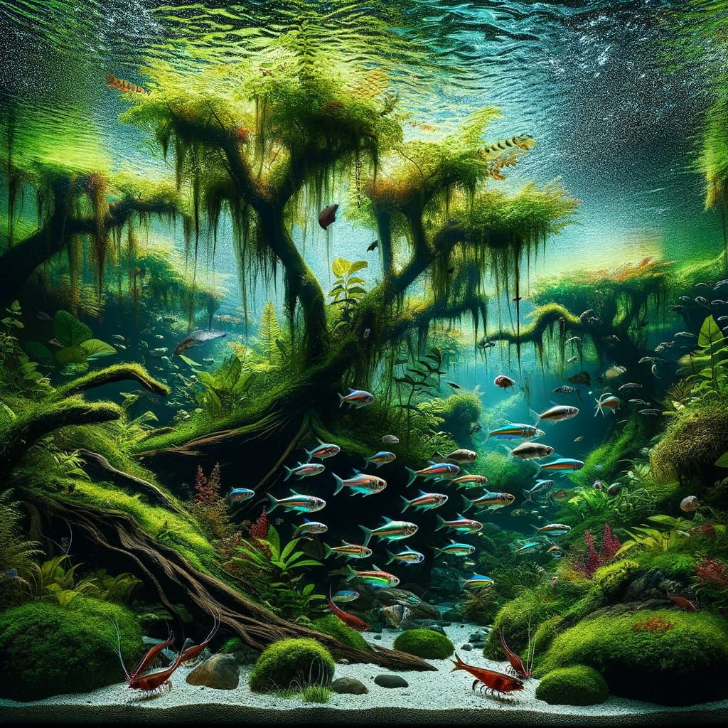 Underwater Jungle in Japanese Nature Art Style