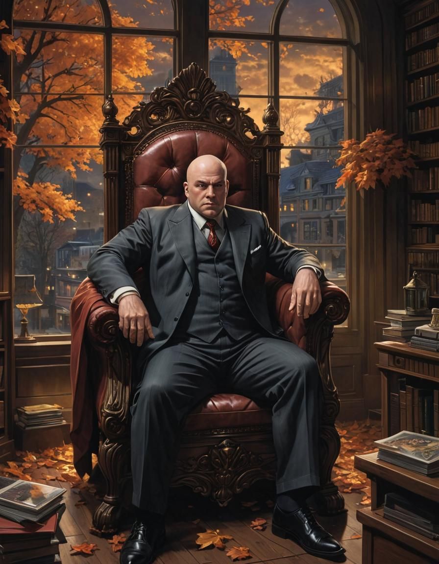 Kingpin on Throne: Comic Book Art Style