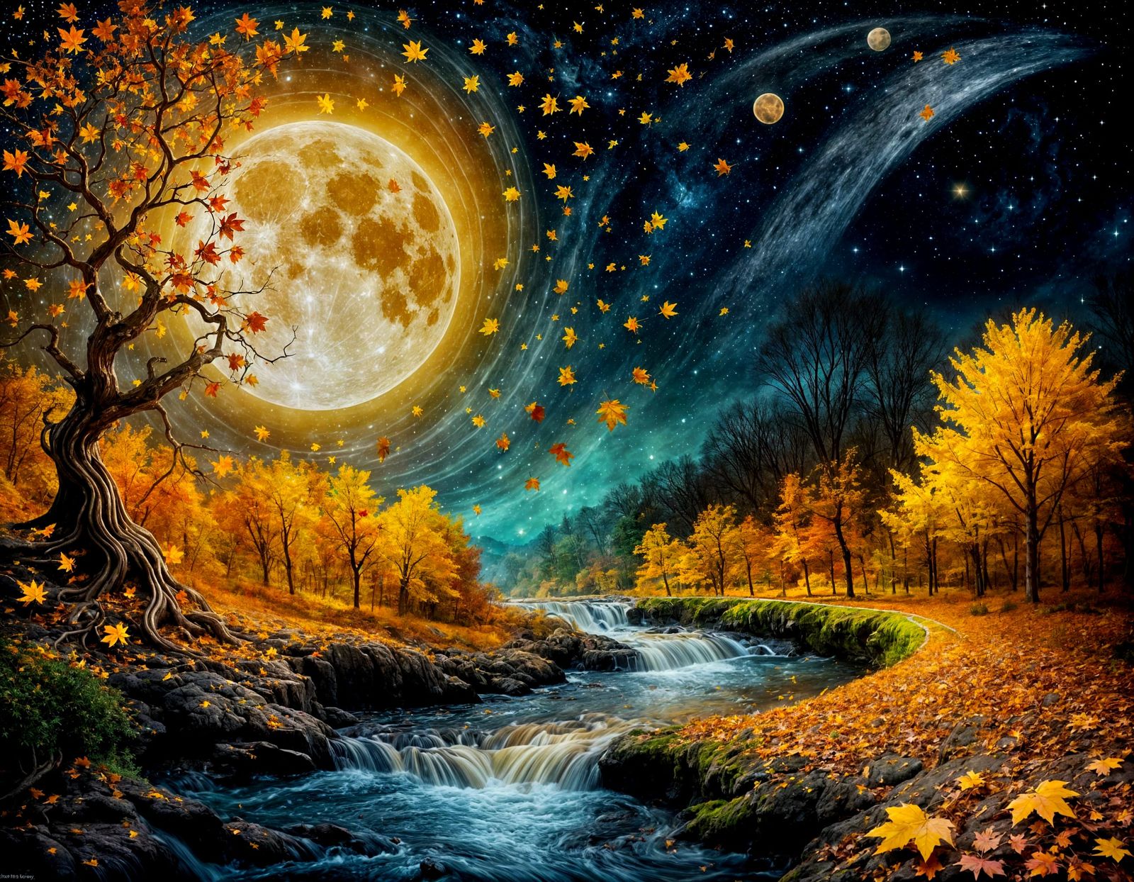 Autumn moon scape