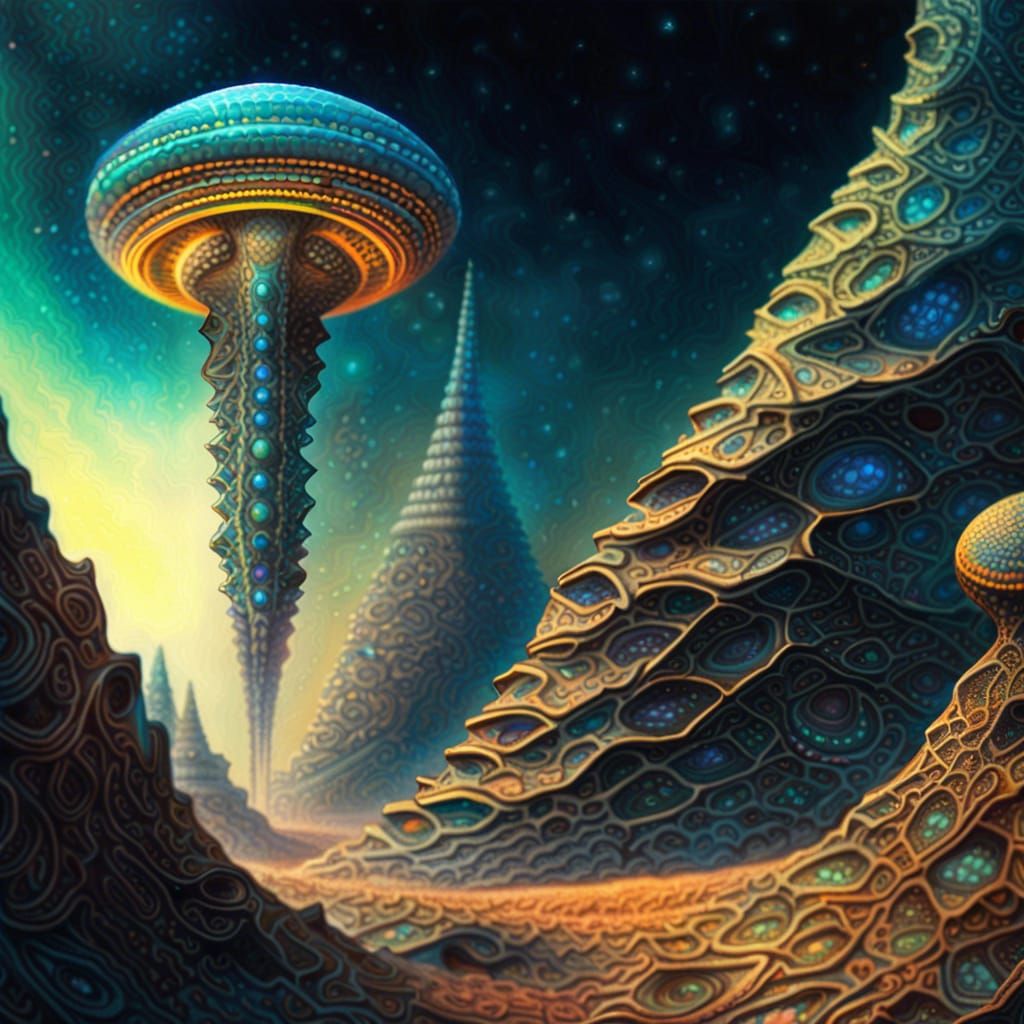 Extraterrestrial Civilizations: Alien UFO in Beksinski Style