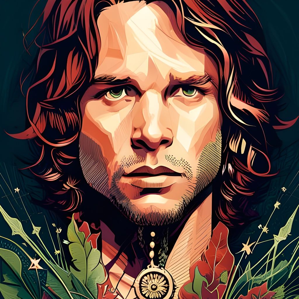 Jim Morrison Digital Painting with Organic Motifs