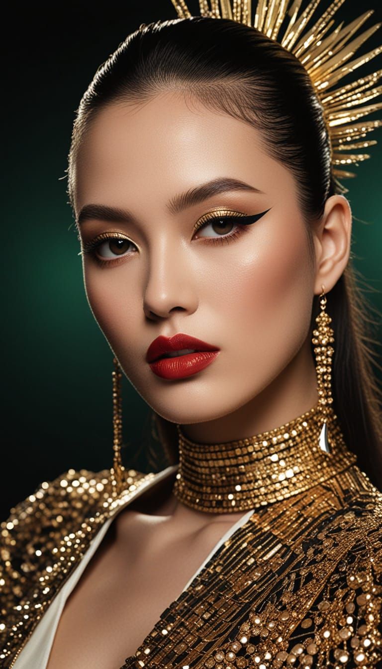 High Fashion Japanese Woman Portrait with Avant-Garde Makeup