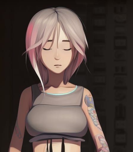 Punk Anime Lady in Studio Ghibli Style