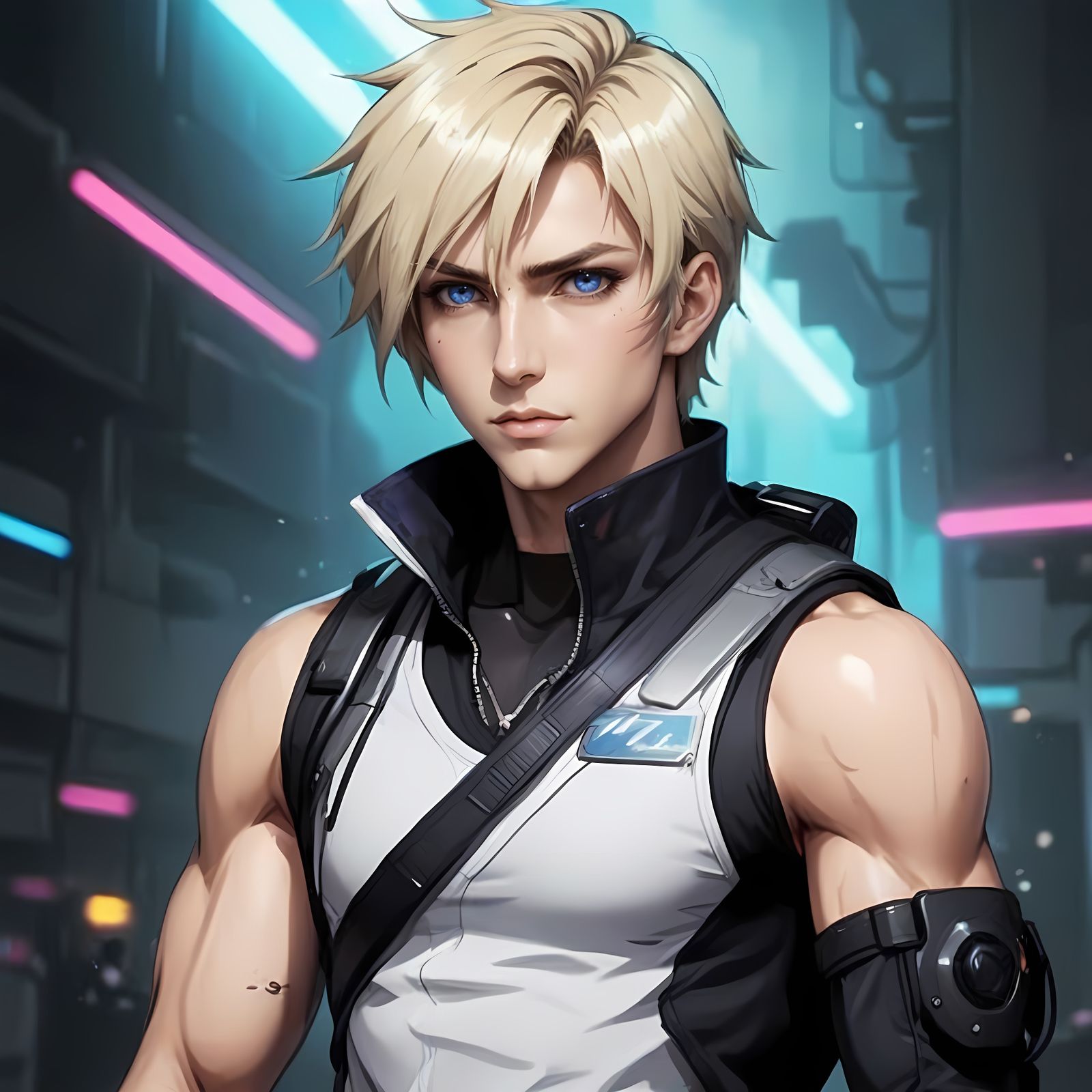 Cyberpunk Warrior in Anime Style