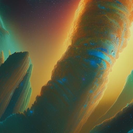 Galactic Goddess Embracing the World: Digital Matte Painting