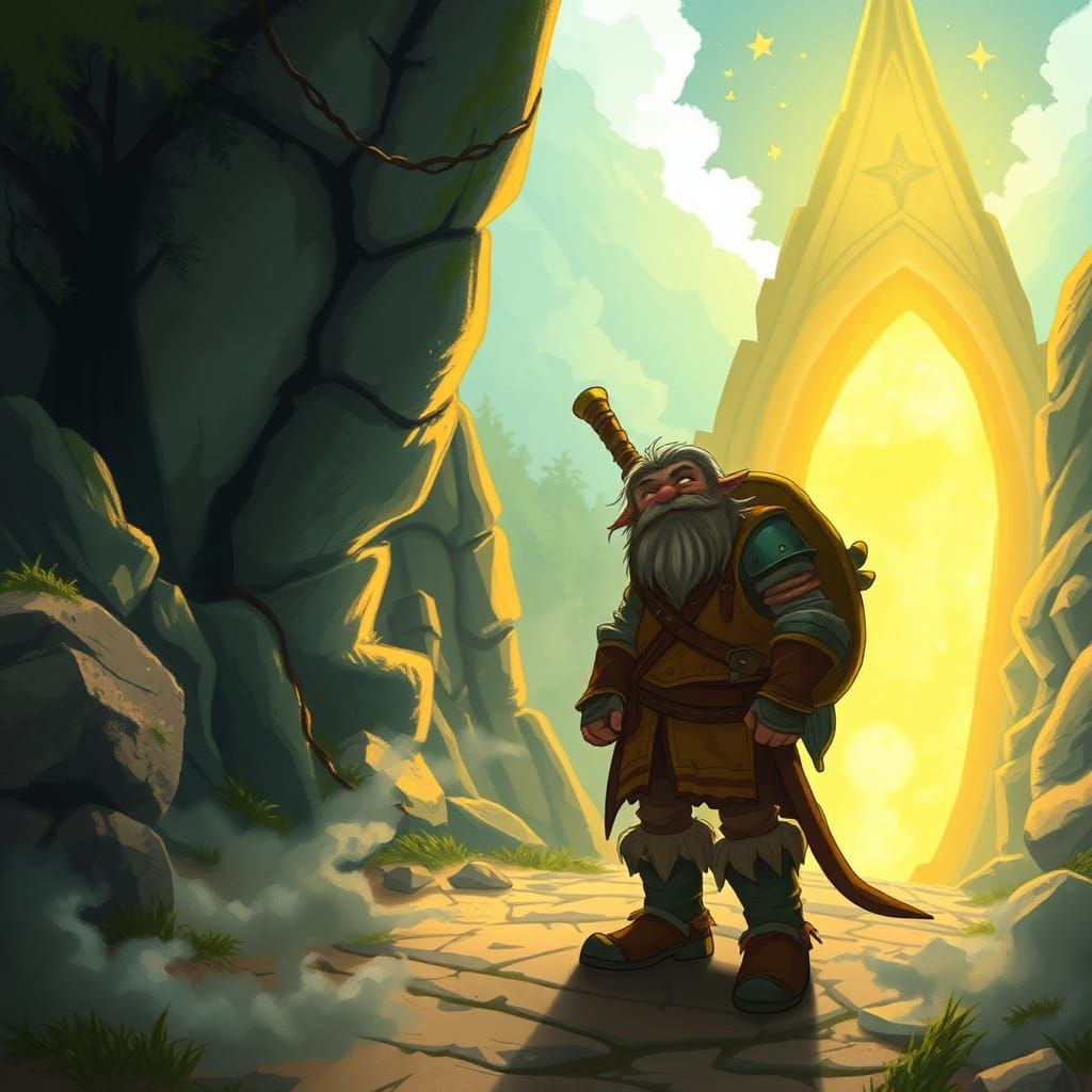 Weary Adventurer at Mystical Realm Entrance