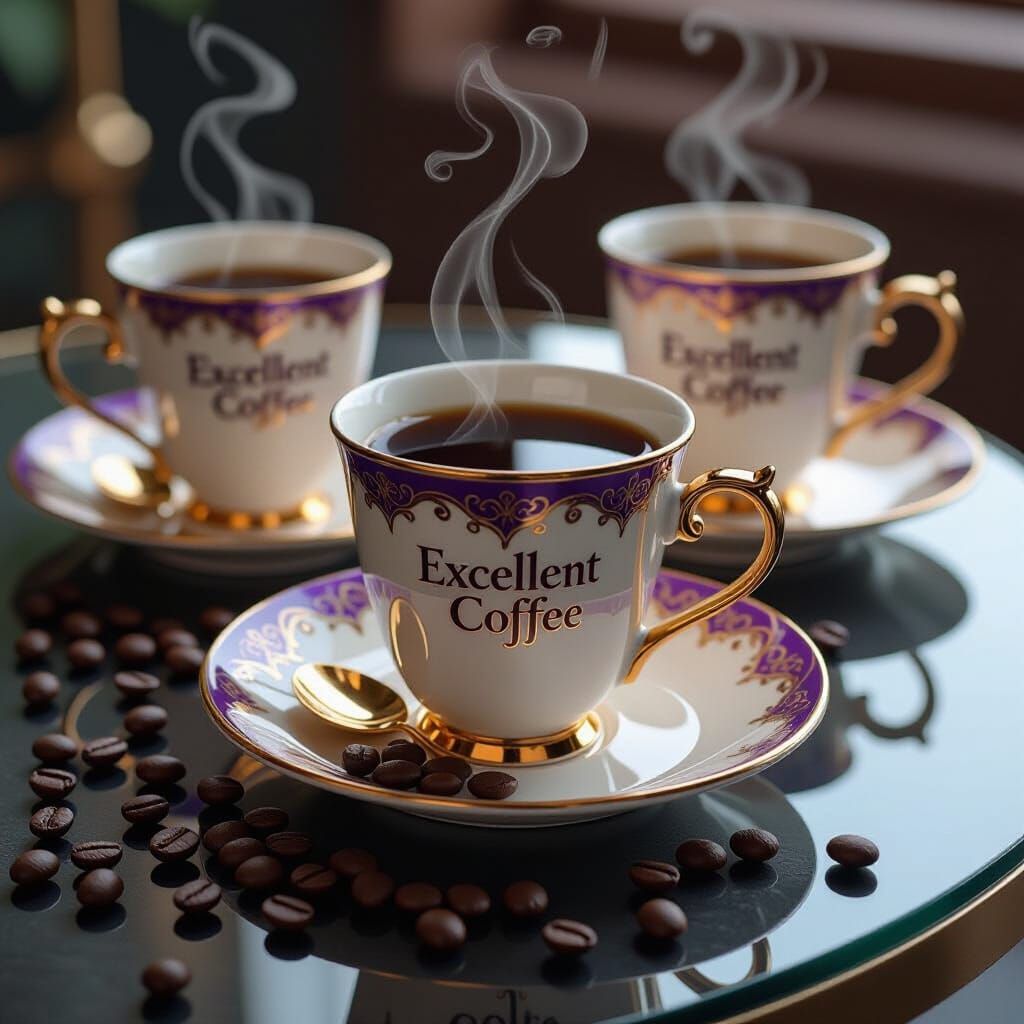 Pastel Coffee Cups with Golden Lines