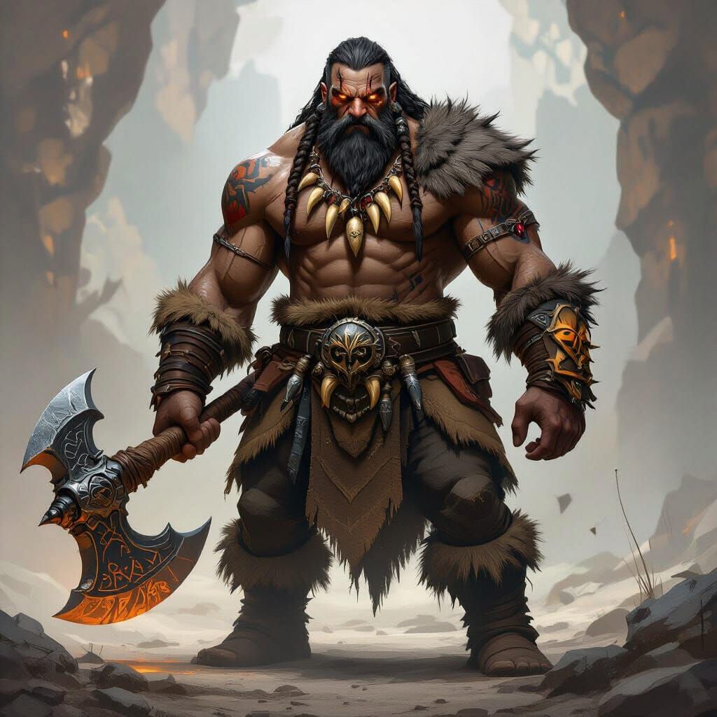 Hulking Hunter with Axe, Dark Fantasy Concept Art