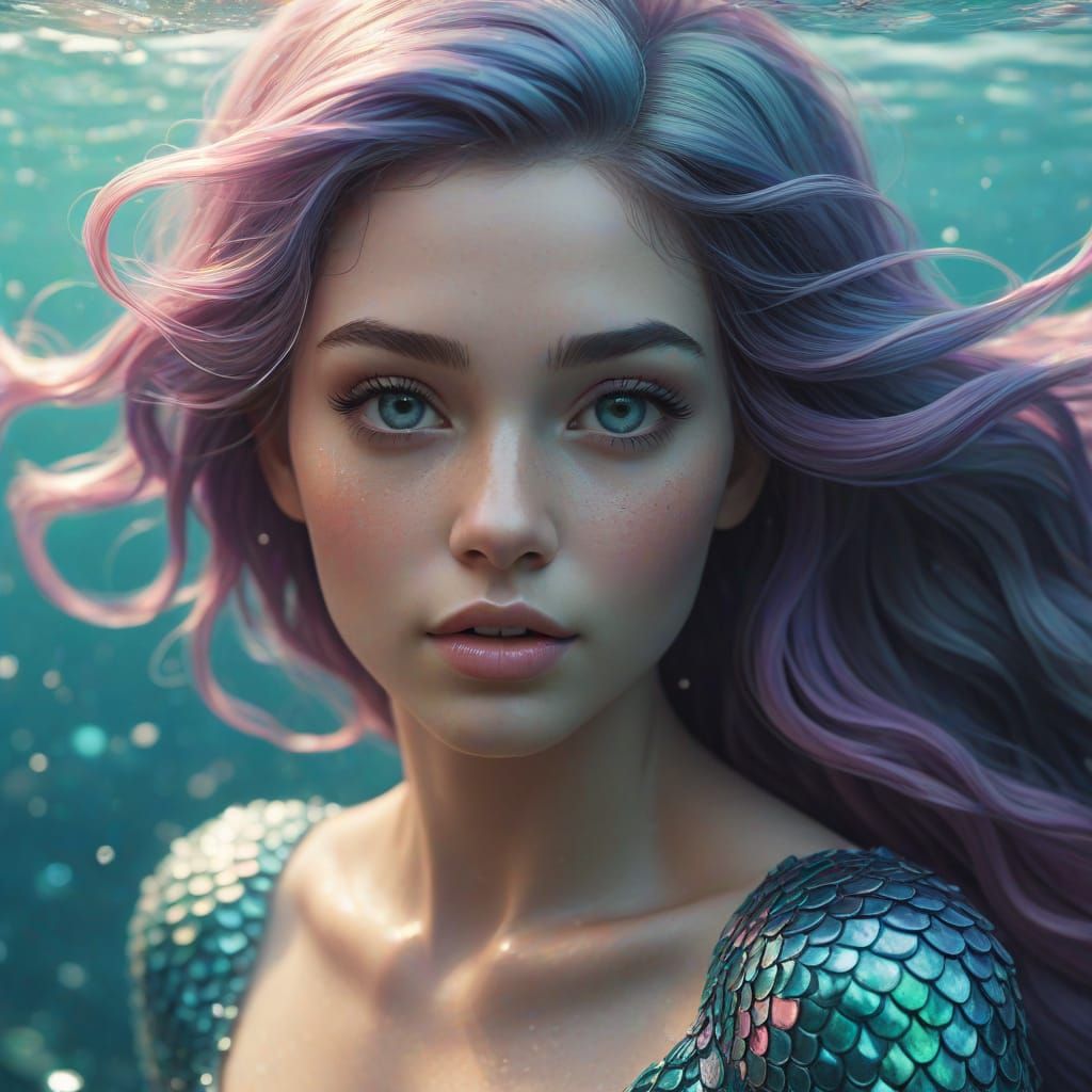 Ariel as Mermaid in Pastel Ocean Glow