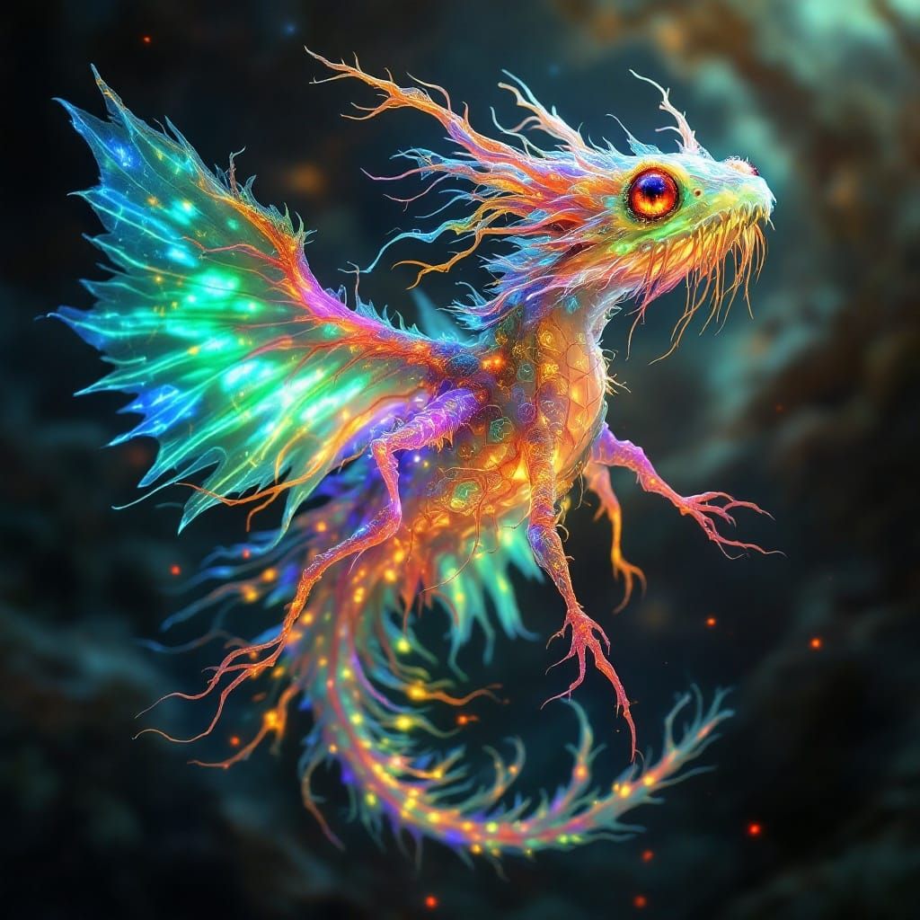 Ethereal Dragonfly Jellyfish in Vibrant, Surreal Art