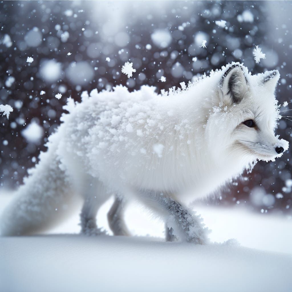 Winter Fox Pauses in Heavy Snowfall