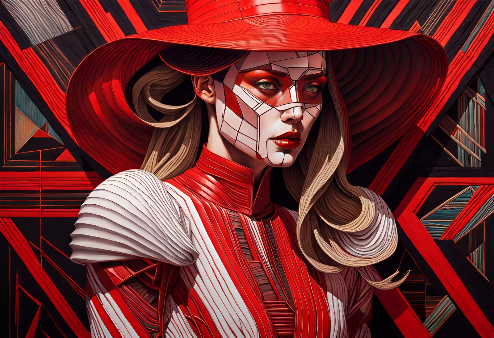 Surreal Woman with Geometric Composition in Astral Style