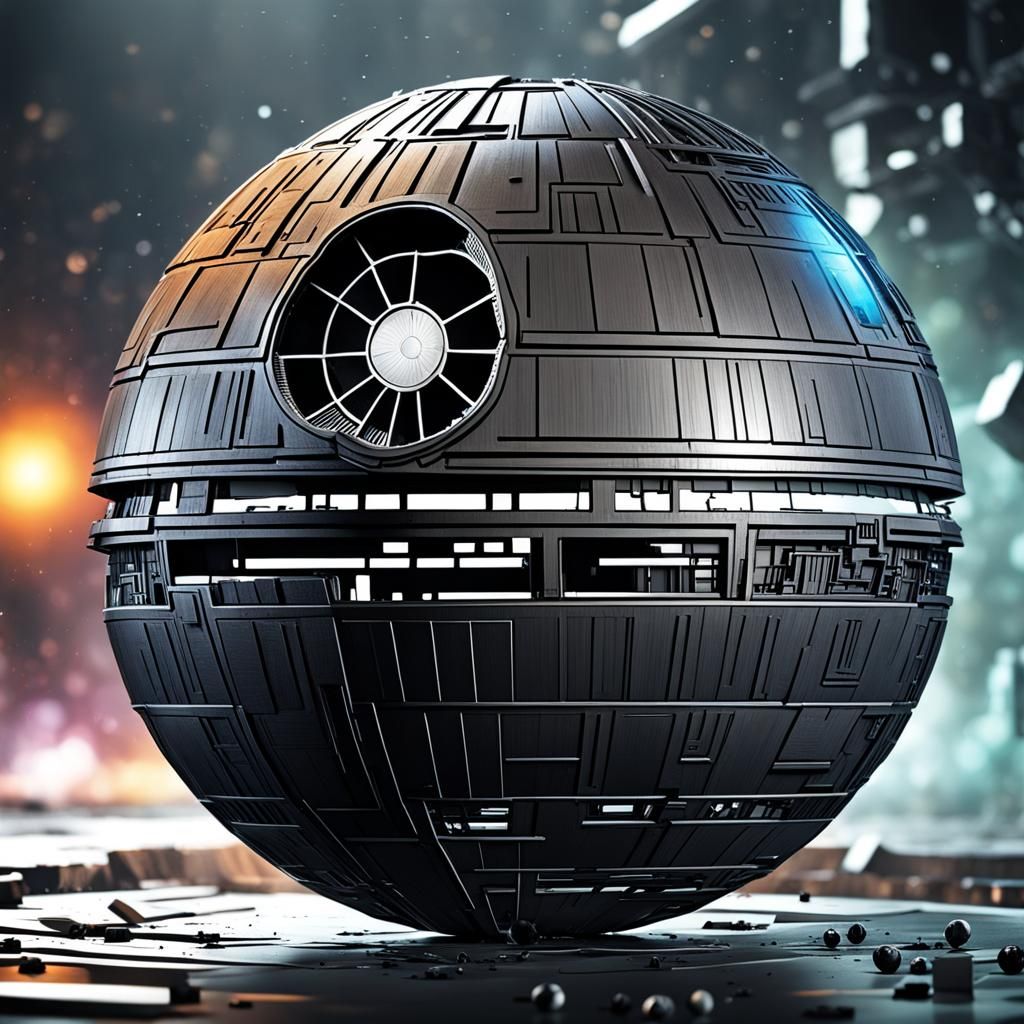 Hyperrealistic Death Star in Splash Art Style