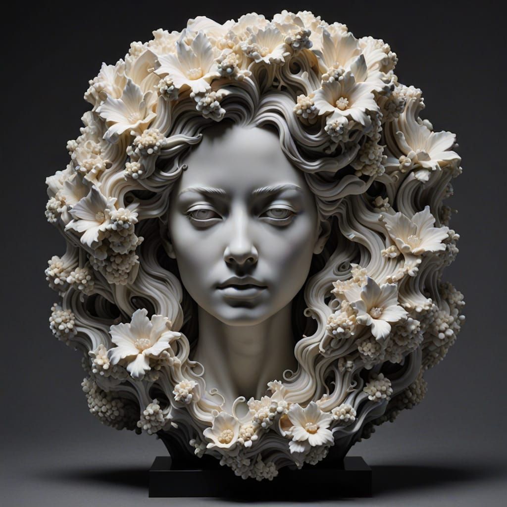 Refik Anadol Style Resin Sculpture