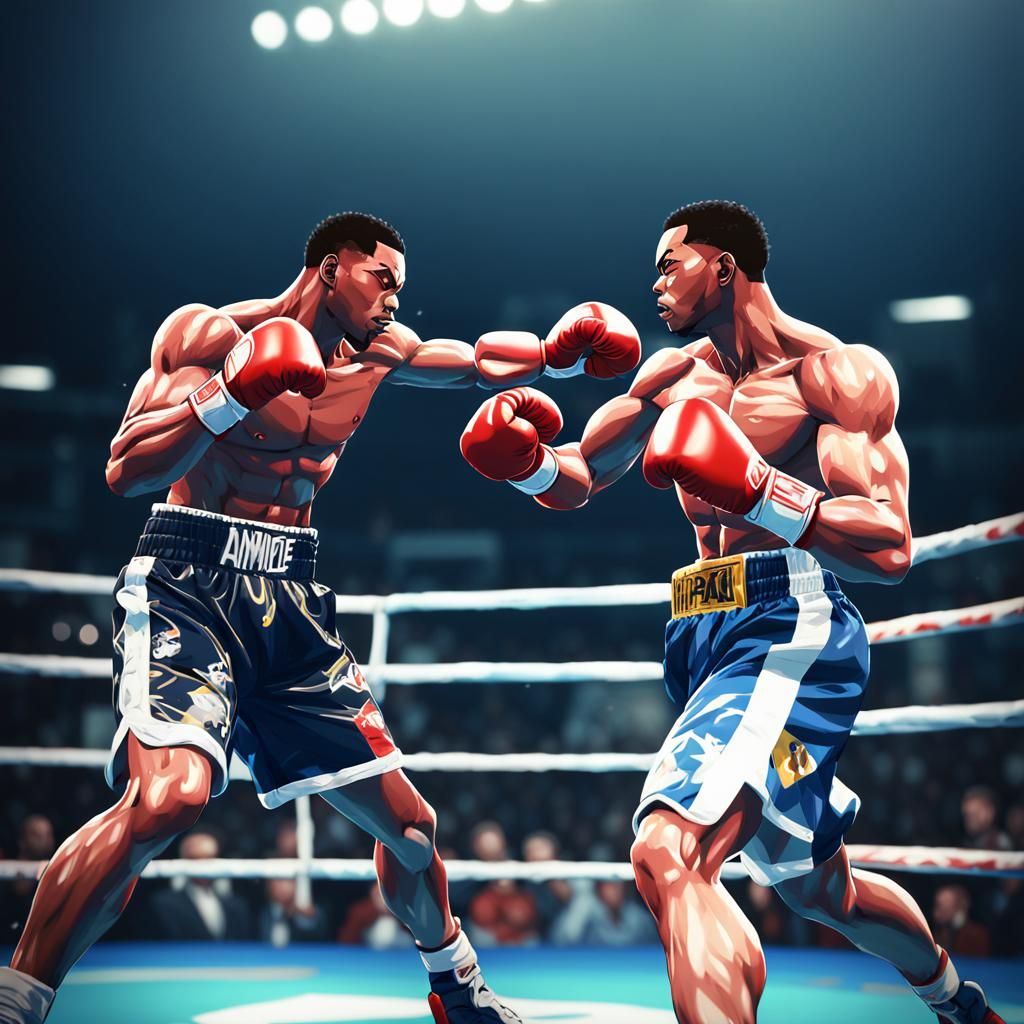 Boxing Uppercut Knockout in Anime Style