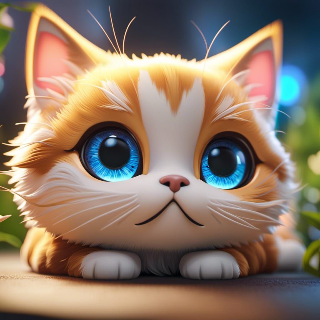 Human Eye Made of Chibi Cartoon Cats