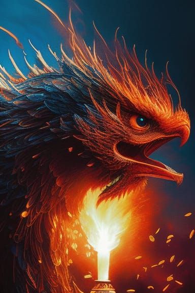 Fiery Phoenix Rising: 3D Digital Art