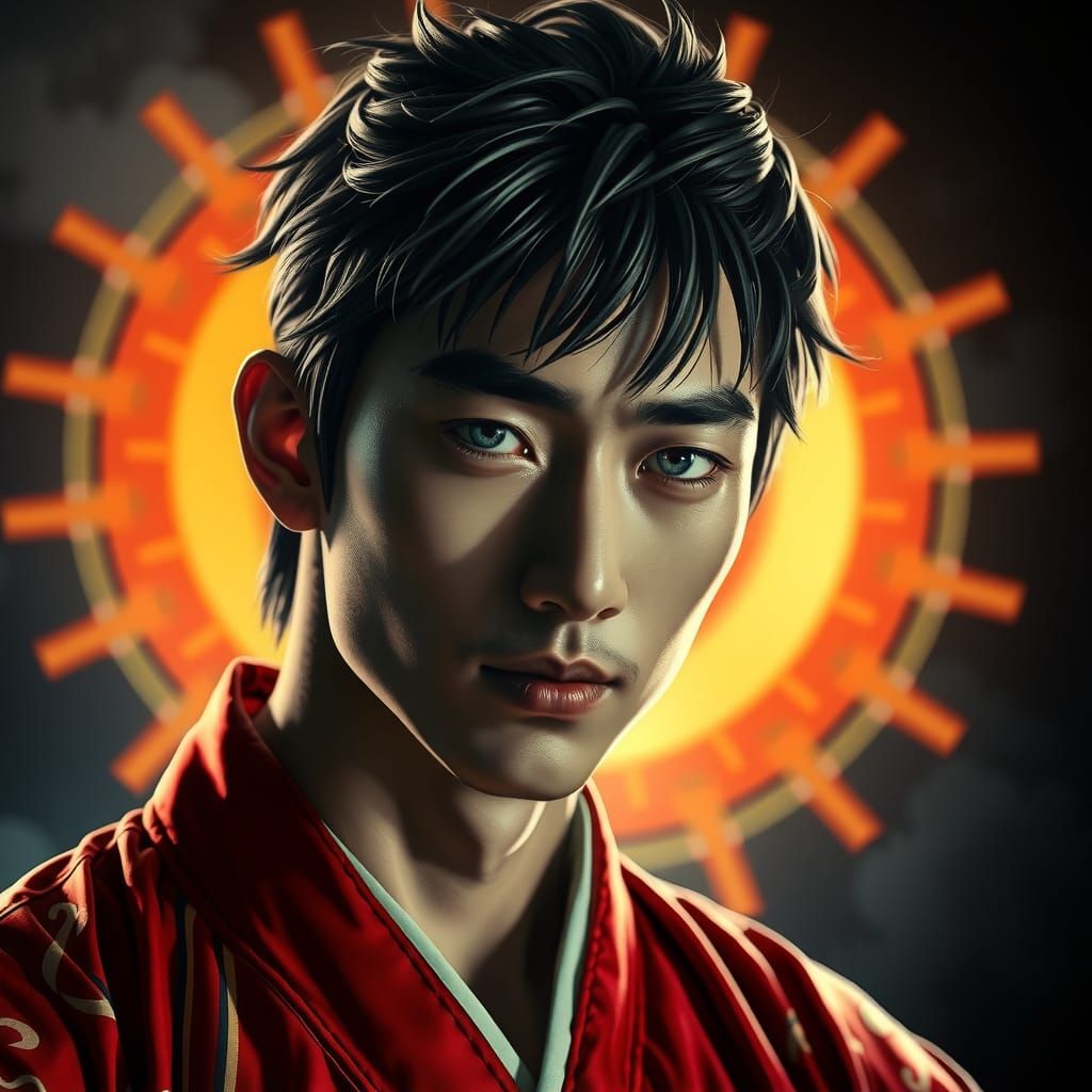 Handsome Young Japanese Emperor in Hyperrealistic Style
