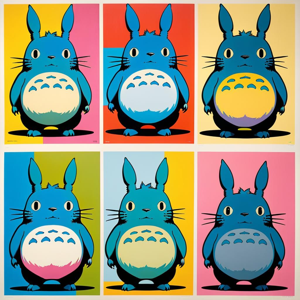 Totoro Pop-Art Silkscreen in Warhol Style