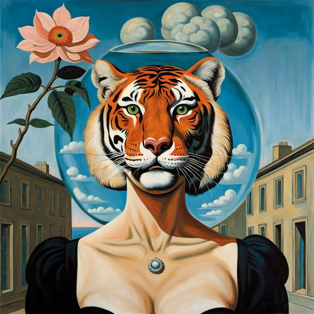 Surreal Glamour Portrait with Tiger and UFO