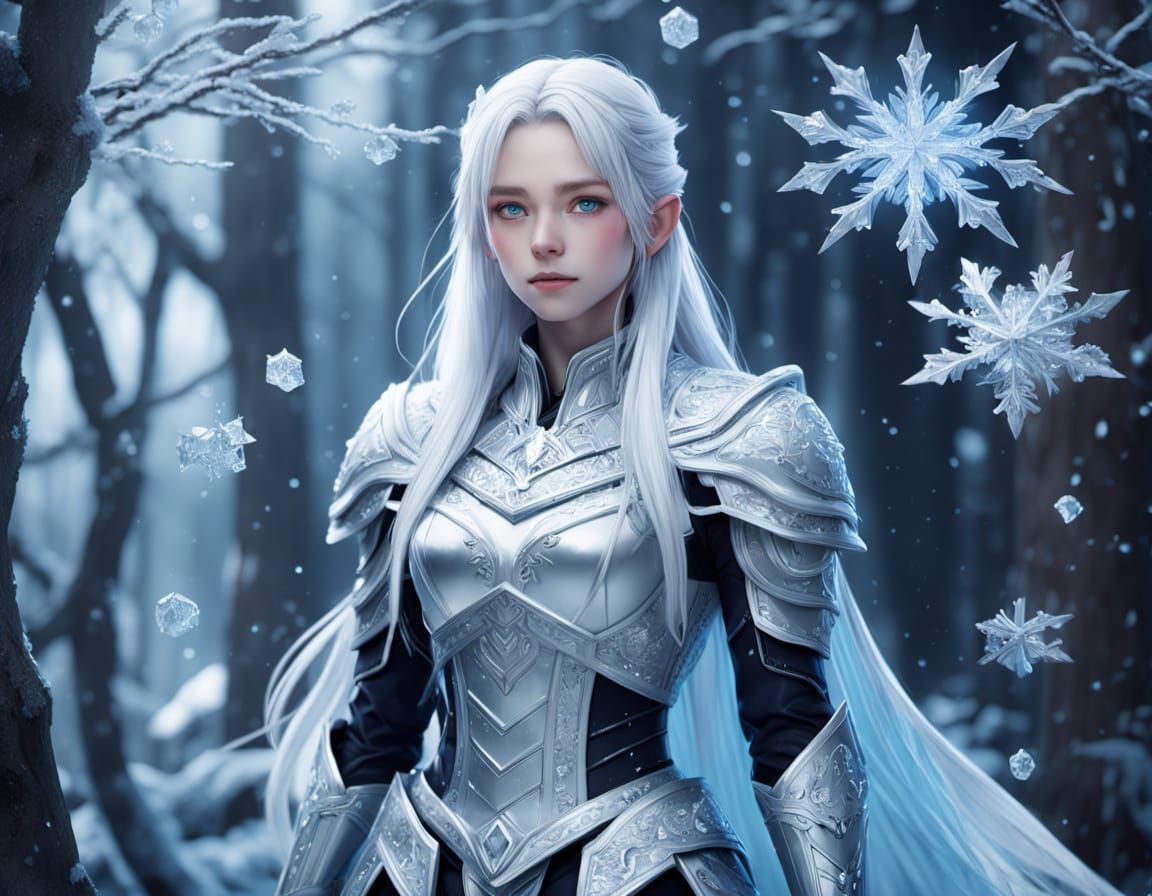 Valkyrie in a Majestic Snowy Realm