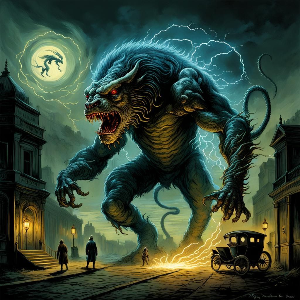 Horror Chimera Mutant in Gustave Doré Style