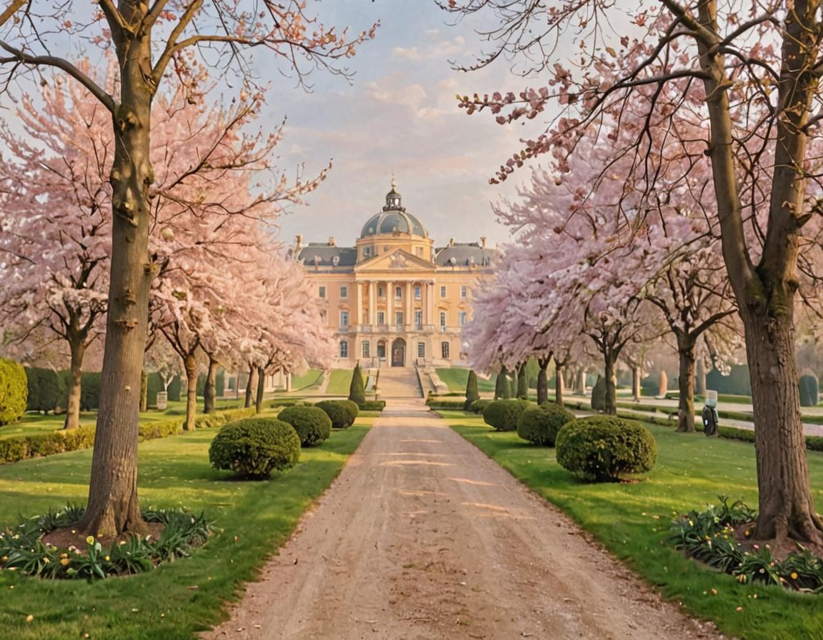 Baroque Garden: Schwetzingen Palace in Impressionist Style