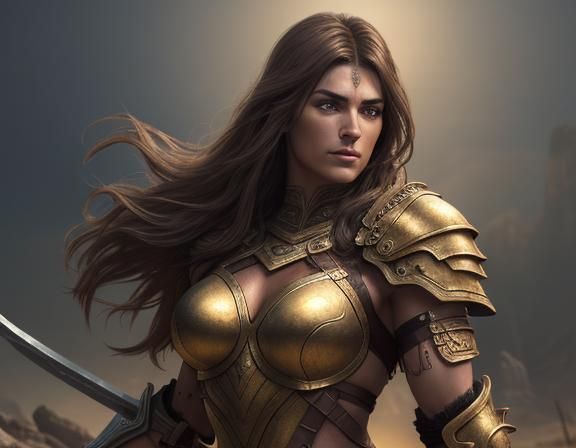 Barbarian female warrior, woman with extraordinarily large m...